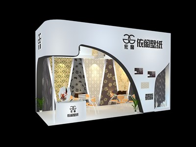 21平米展臺設計制作：二面開口/現(xiàn)代/木質結構/白色，為建材展展商而作（免費使用）