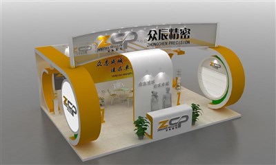 48平米展臺設計制作：三面開口/現(xiàn)代/木質(zhì)結(jié)構/橙色，為鐘表展展商而作（免費使用）