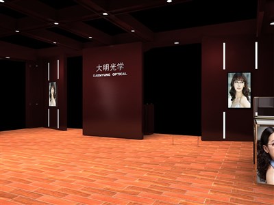 120平米展臺(tái)設(shè)計(jì)制作：二面開(kāi)口/現(xiàn)代/木質(zhì)結(jié)構(gòu)/咖啡色，為眼鏡展展商而作（免費(fèi)使用）