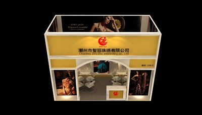 18平米展臺設(shè)計制作：一面開口/現(xiàn)代/木質(zhì)結(jié)構(gòu)/黃色，為服裝展展商而作（免費使用）