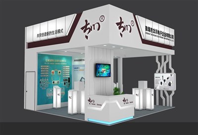 36平米展臺設(shè)計制作：三面開口/現(xiàn)代/木質(zhì)結(jié)構(gòu)/白色，為安防展展商而作（免費使用）