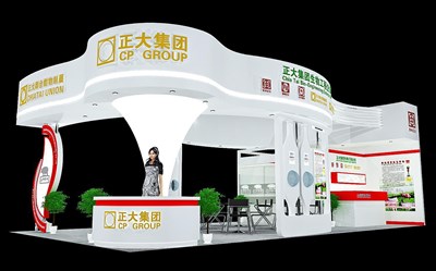 66平米展臺(tái)設(shè)計(jì)制作：三面開口/現(xiàn)代/木質(zhì)結(jié)構(gòu)/白色，為食品展展商而作（免費(fèi)使用）