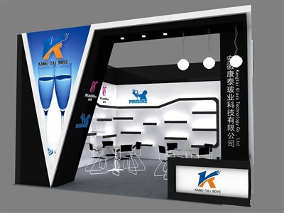 36平米展臺設計制作：一面開口/現(xiàn)代/木質結構/黑色，為日用品展展商而作（免費使用）