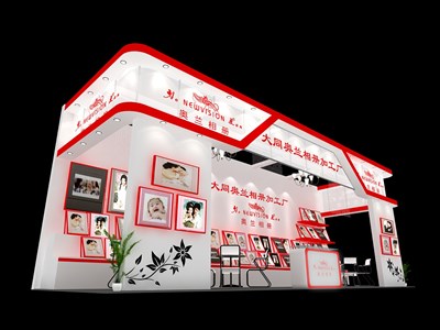 30平米展臺設(shè)計制作：三面開口/現(xiàn)代/木質(zhì)結(jié)構(gòu)/白色，為美博會展商而作（免費使用）