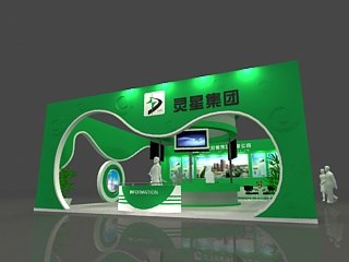 99平米展臺(tái)設(shè)計(jì)制作：二面開(kāi)口/現(xiàn)代/木質(zhì)結(jié)構(gòu)/綠色，為食品展展商而作（免費(fèi)使用）