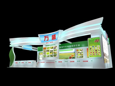 105平米展臺設(shè)計(jì)制作：一面開口/現(xiàn)代/木質(zhì)結(jié)構(gòu)/綠色，為農(nóng)交會展商而作（免費(fèi)使用）