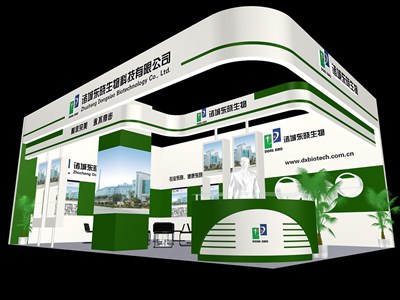 54平米展臺設計制作：二面開口/現(xiàn)代/木質結構/綠色，為食品展展商而作（免費使用）