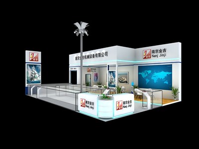 96平米展臺(tái)設(shè)計(jì)制作：三面開(kāi)口/現(xiàn)代/木質(zhì)結(jié)構(gòu)/白色，為機(jī)械展展商而作（免費(fèi)使用）