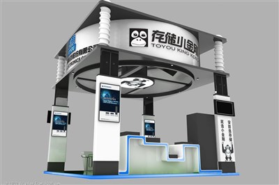 36平米展臺(tái)設(shè)計(jì)制作：四面開(kāi)口/現(xiàn)代/木質(zhì)結(jié)構(gòu)/黑色，為家電展展商而作（免費(fèi)使用）