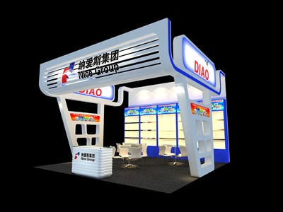 36平米展臺設計制作：三面開口/現(xiàn)代/木質(zhì)結(jié)構(gòu)/彩色，為日用品展展商而作（免費使用）