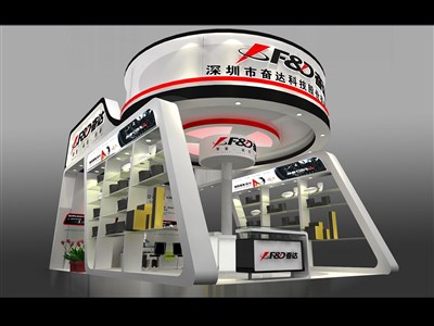 54平米展臺設(shè)計制作：二面開口/現(xiàn)代/木質(zhì)結(jié)構(gòu)/白色，為安防展展商而作（免費使用）