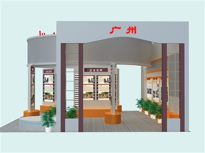 135平米展臺設(shè)計制作：三面開口/現(xiàn)代/型材結(jié)構(gòu)/灰色，為旅游展展商而作（免費使用）