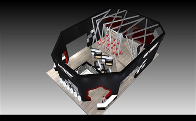 150平米展臺設(shè)計(jì)制作：四面開口/前衛(wèi)/木質(zhì)結(jié)構(gòu)/黑色，為建材展展商而作（免費(fèi)使用）