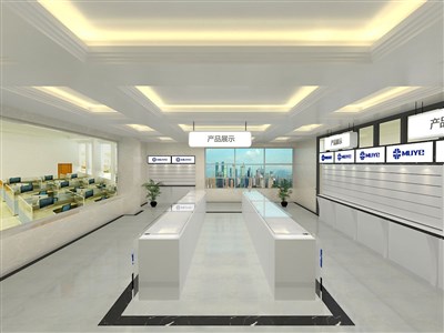 100平米展廳設(shè)計(jì)制作：現(xiàn)代/白色，產(chǎn)品類(lèi)展廳-青島牧野（免費(fèi)使用）